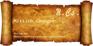 Mittich Csongor névjegykártya